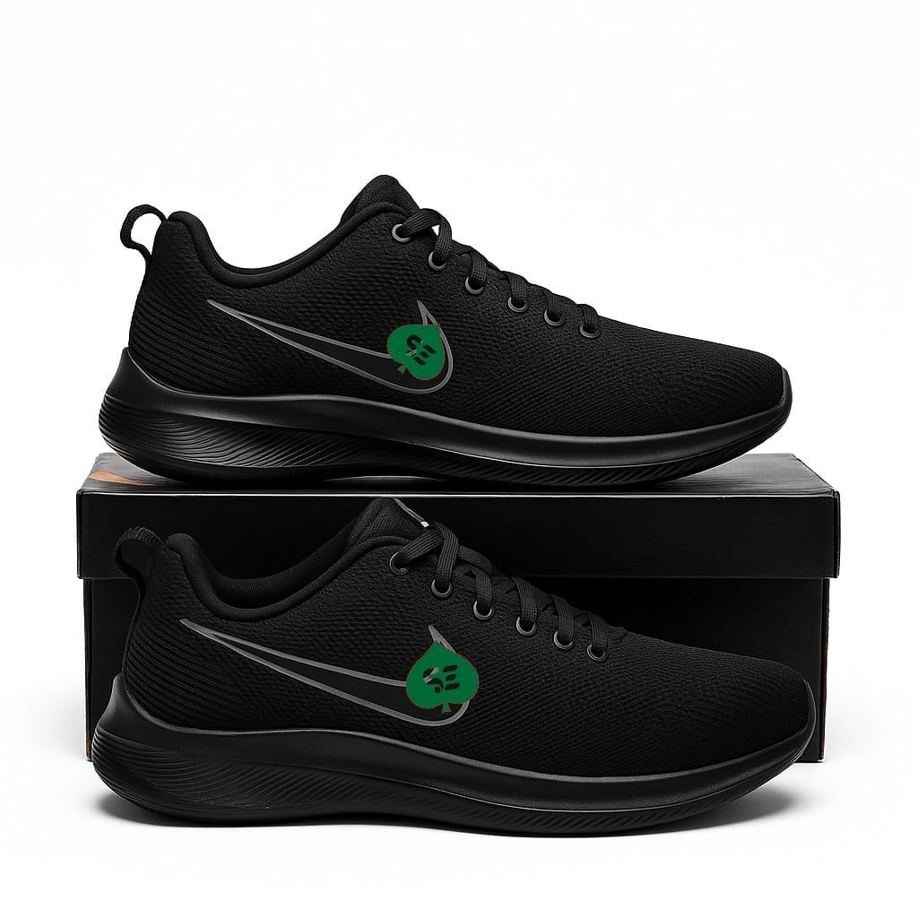 đ Premium Black Sports Sneakers